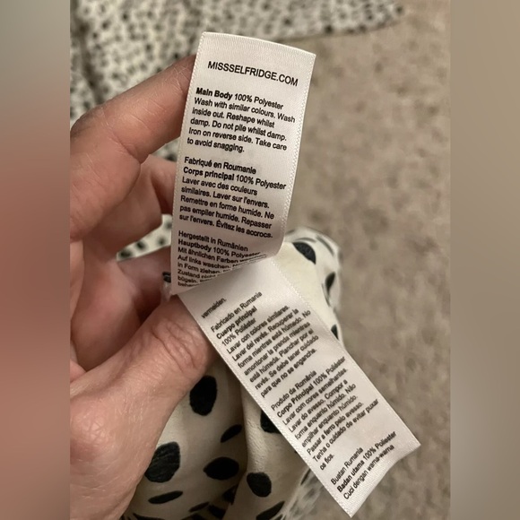 MISS SELFRIDGE ivory black polka dot long sleeve midi dress 4 - Picture 4 of 5